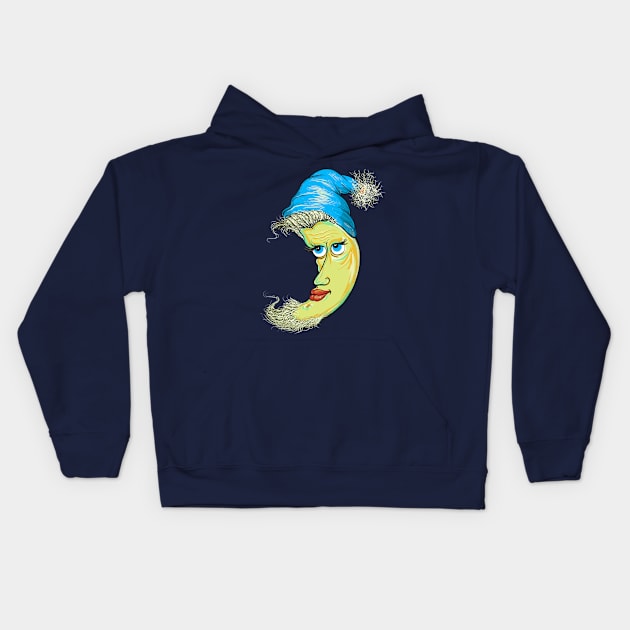 Man in the Moon Kids Hoodie by Dual Rogue